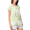 Women's Hibiscus Tonal Short Sleeve Poly/Rayon Slub Top