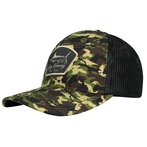 Fishy Green Camo Mesh Trucker Hat | Guy Harvey – Guy Harvey display picture 2