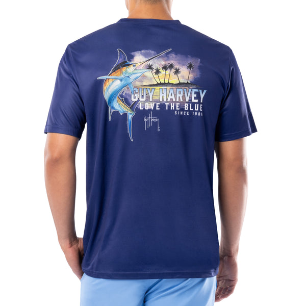 Guy Harvey Men's Marlin Island Short Sleeve Performance Shirt, 3XL