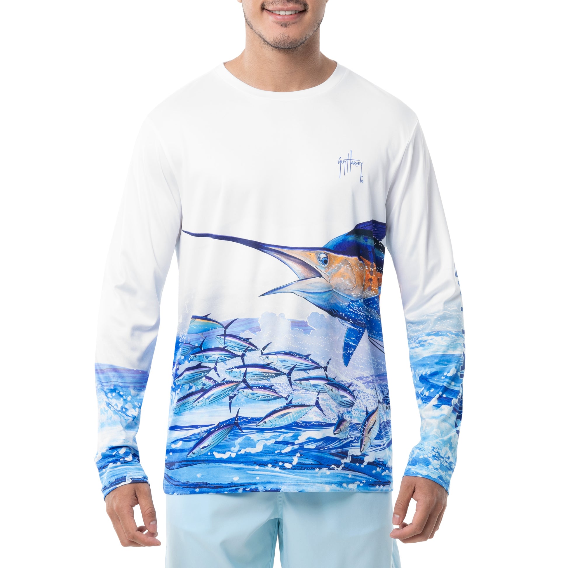 Custom Blue Fish Camo Fishing Shirt – Hoodie