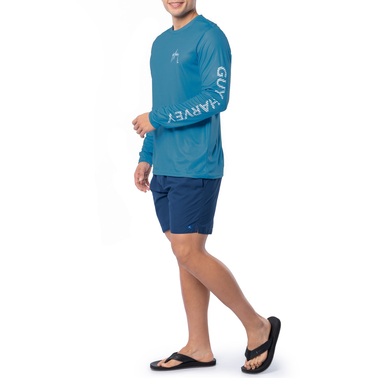 Men's Teal Wake Performance Sun Protection Top