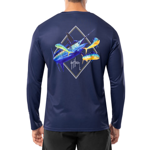 Chemise De Pêche Homme Guy Harvey, Manches Longues, Motif Espadon Bleu, Taille XL – Parfaite Pour L'extérieur