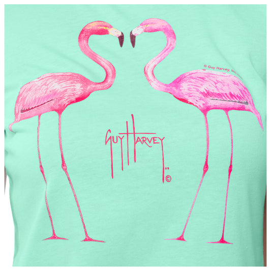 Ladies Flamingo Love Short Sleeve Crew Neck T-Shirt