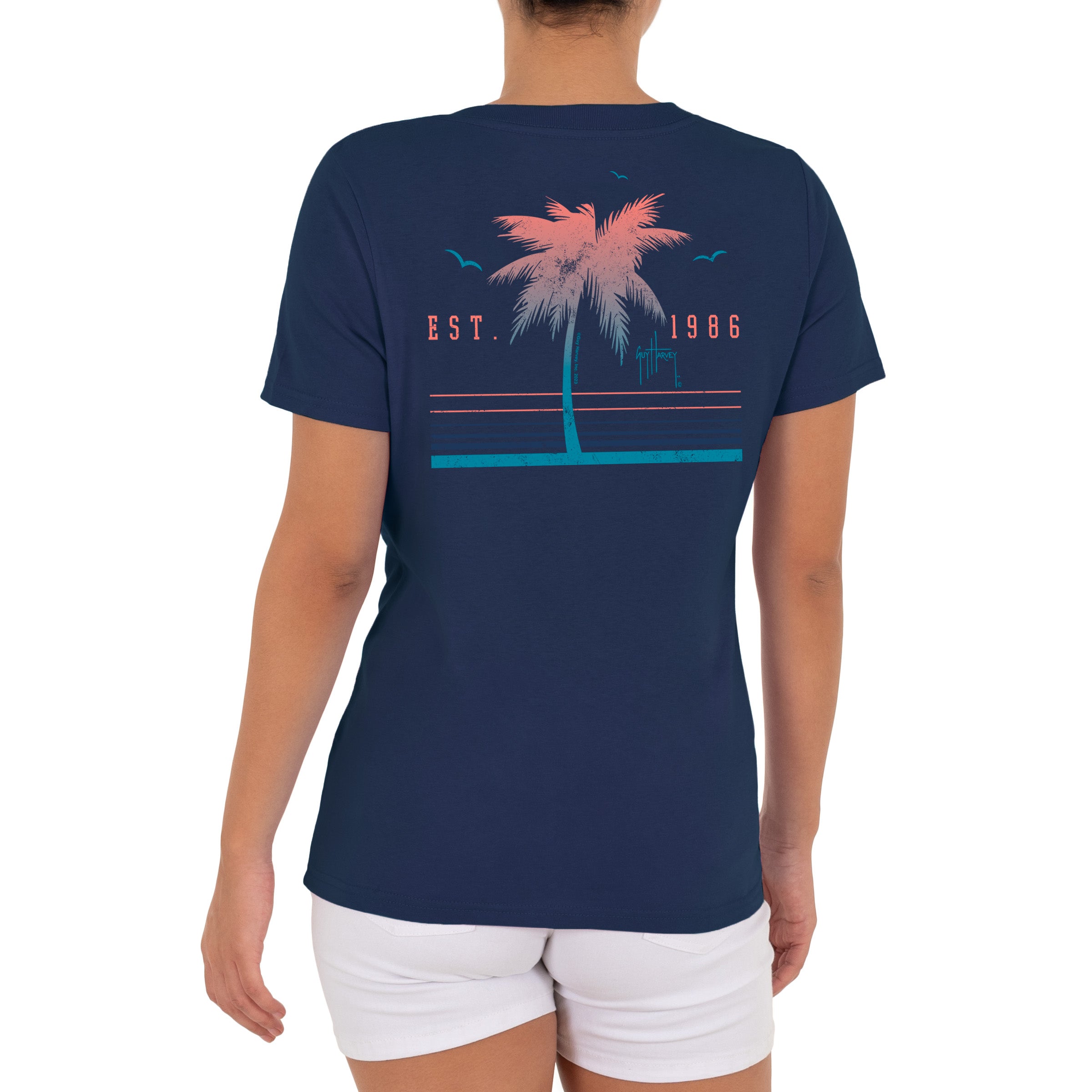 Ladies Tropical Short Sleeve V-Neck T-Shirt