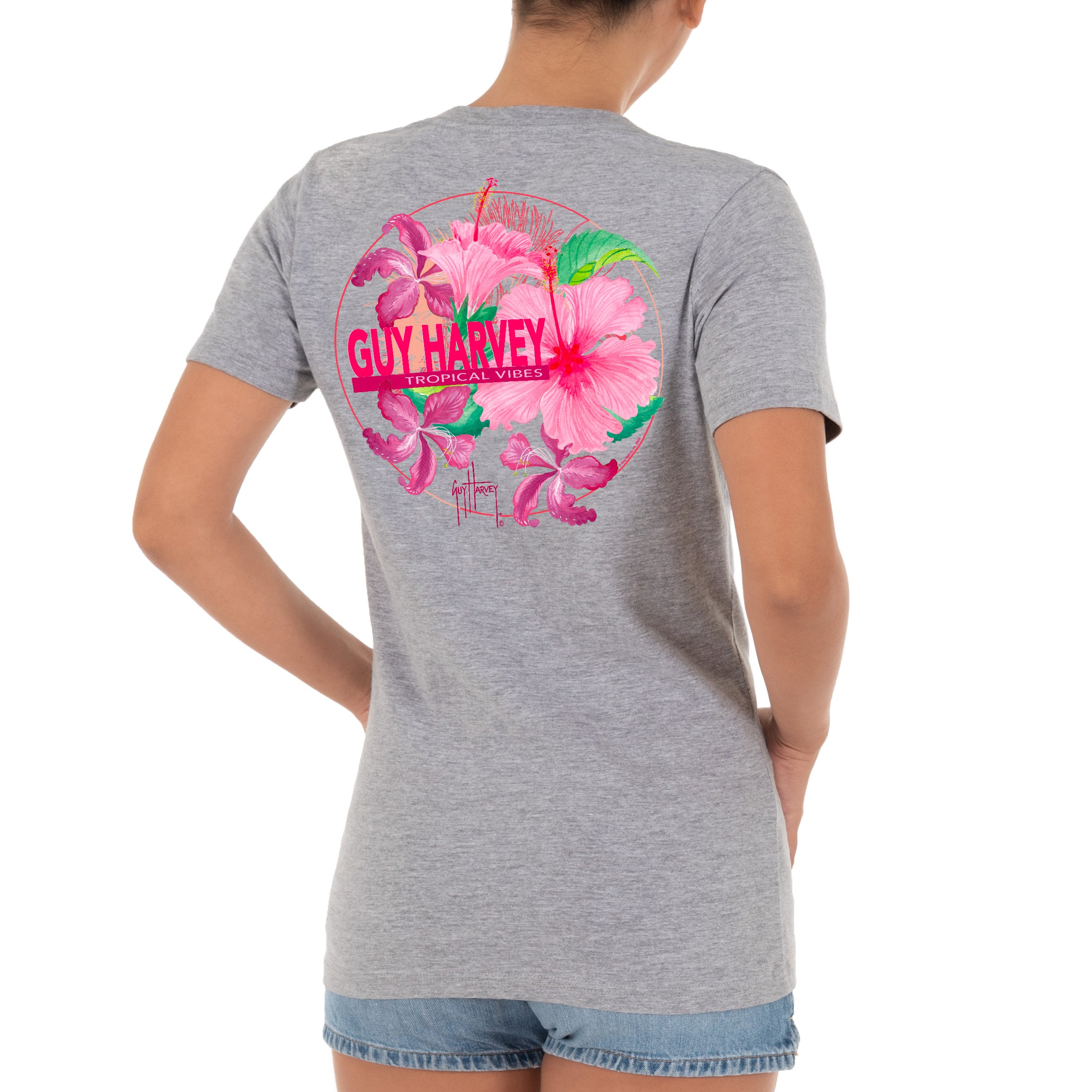 Ladies Tropical Vibes Short Sleeve V-Neck T-Shirt