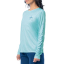 Women's Blue Solid Long Sleeve Sun Protection Shirt