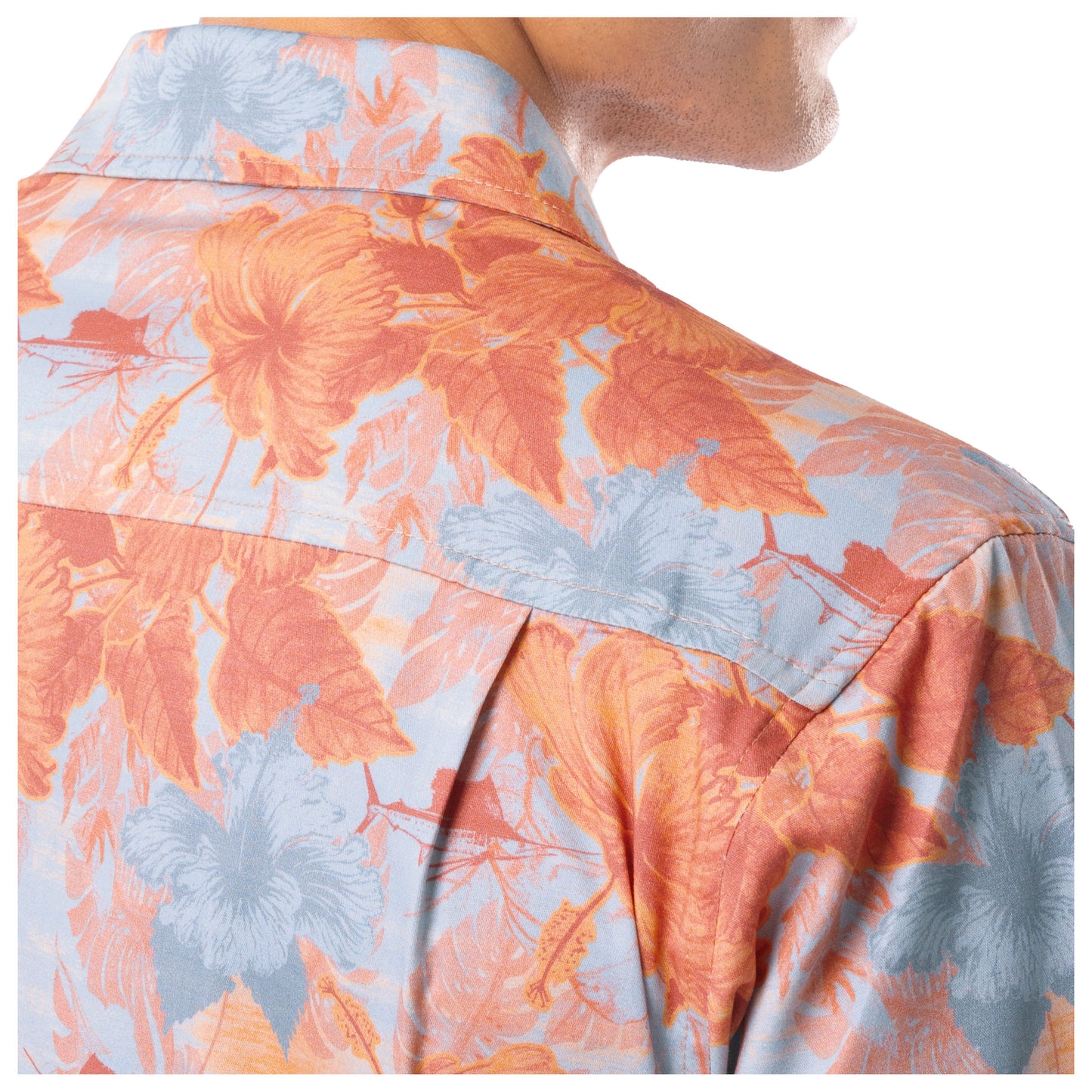 Men's Coral Hibiscus Key Printed Resort Shirt