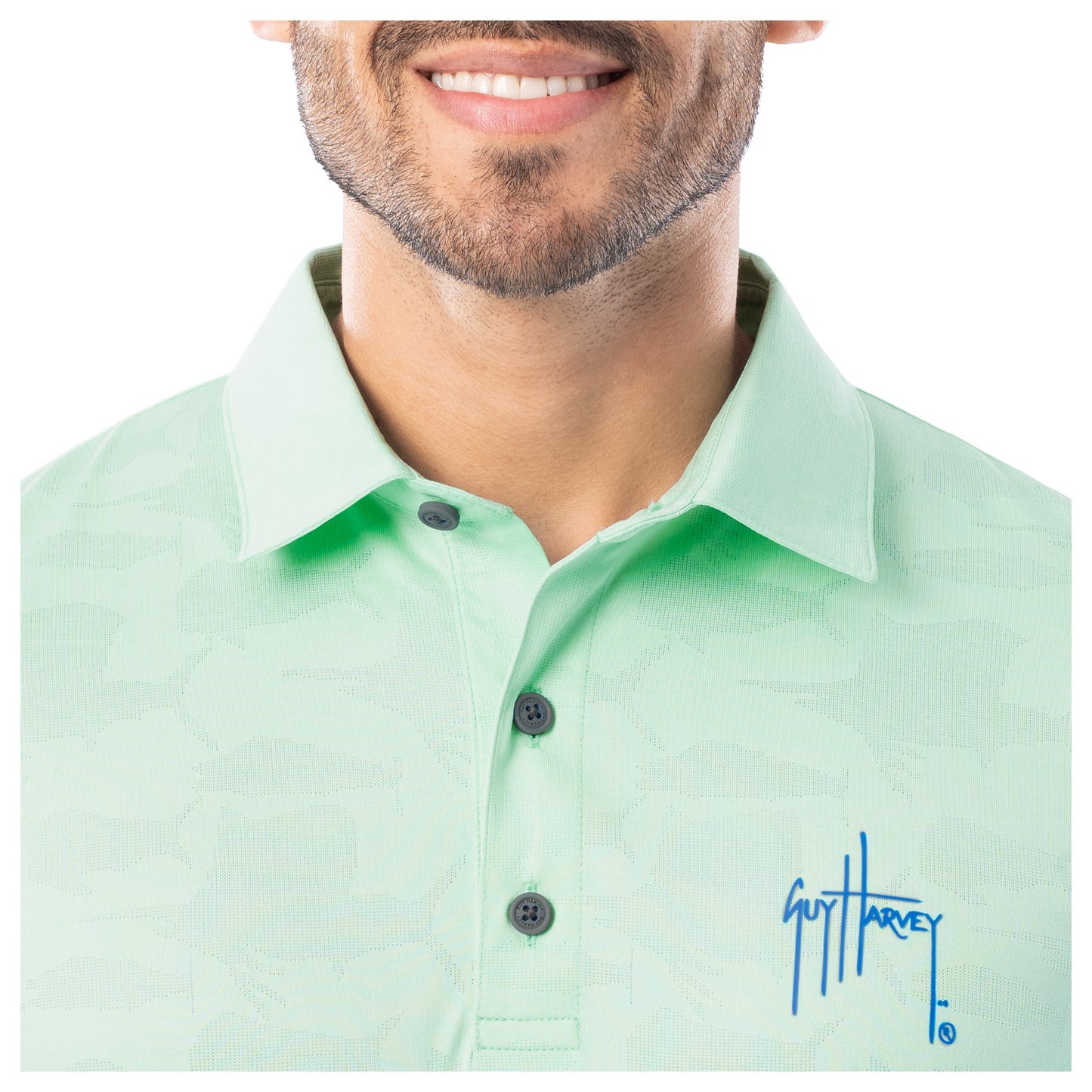 Men's Short Sleeve Green Bluewater Slam Jacquard Polo Shirt