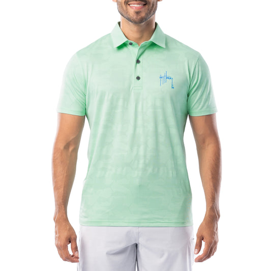 Men's Short Sleeve Green Bluewater Slam Jacquard Polo Shirt