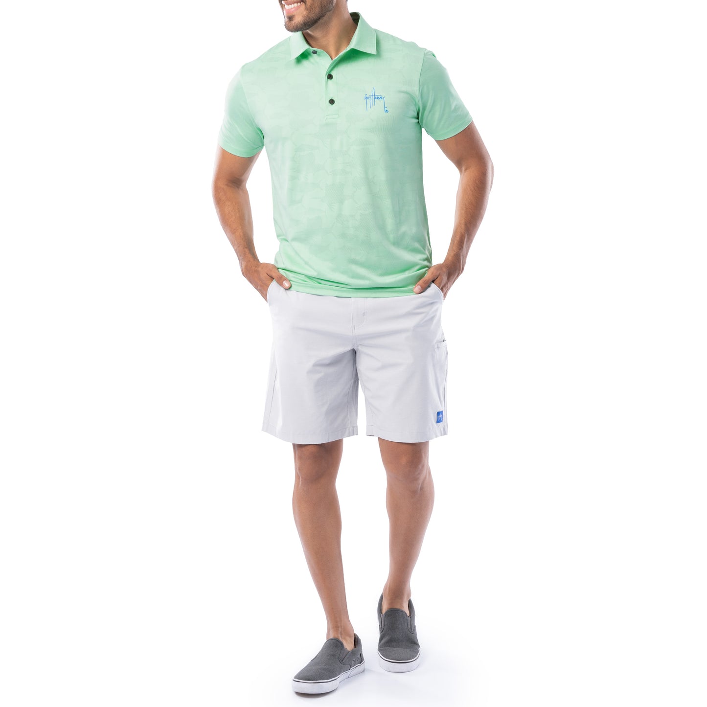 Men's Short Sleeve Green Bluewater Slam Jacquard Polo Shirt