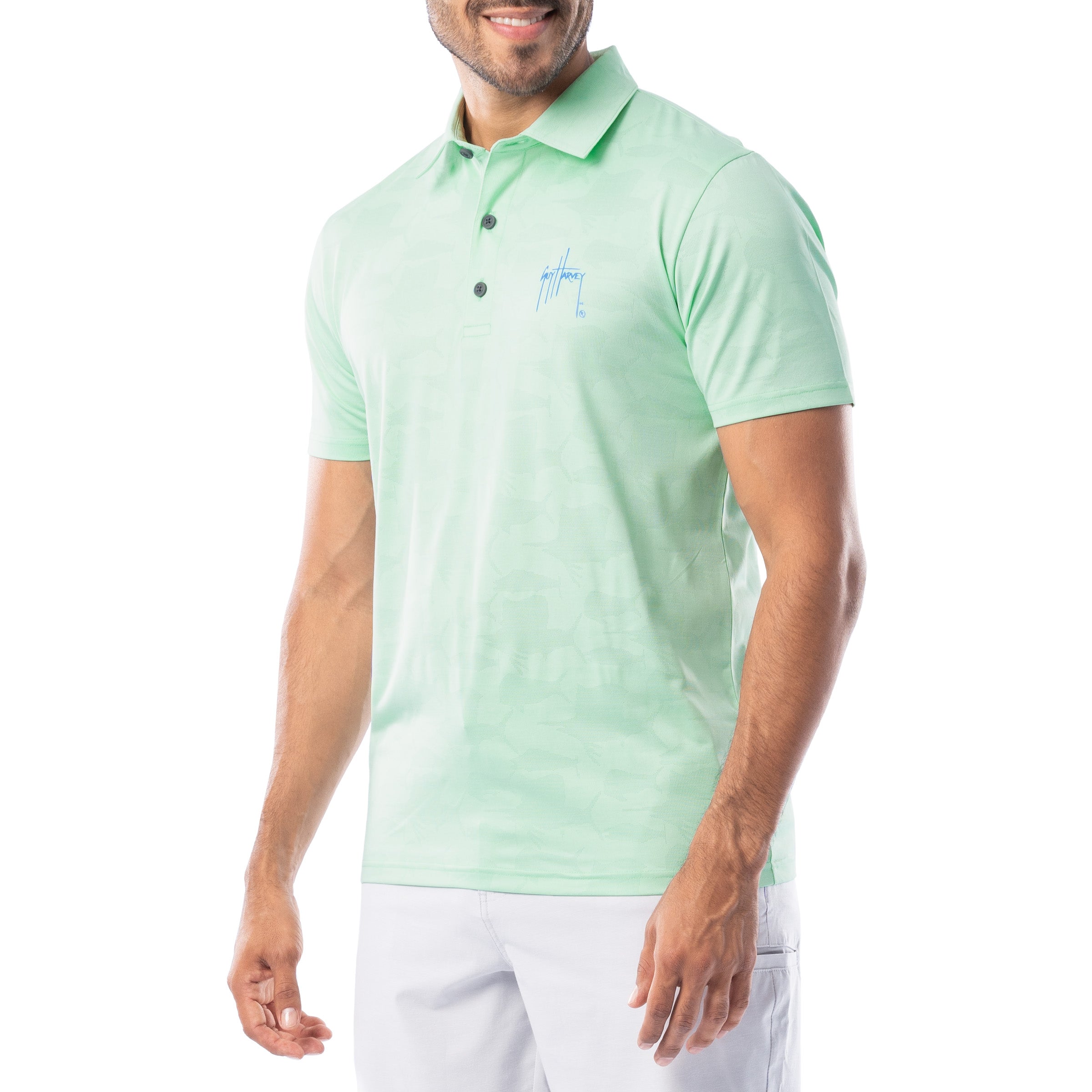 Men's Short Sleeve Green Bluewater Slam Jacquard Polo Shirt