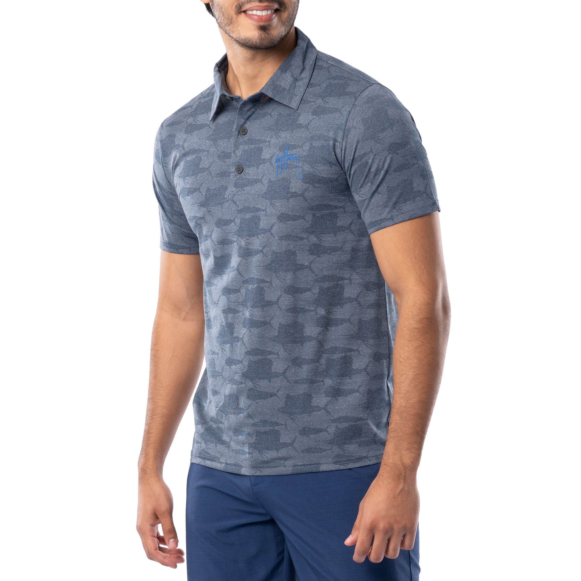 Men's Short Sleeve Bluewater Slam Jacquard Polo Shirt