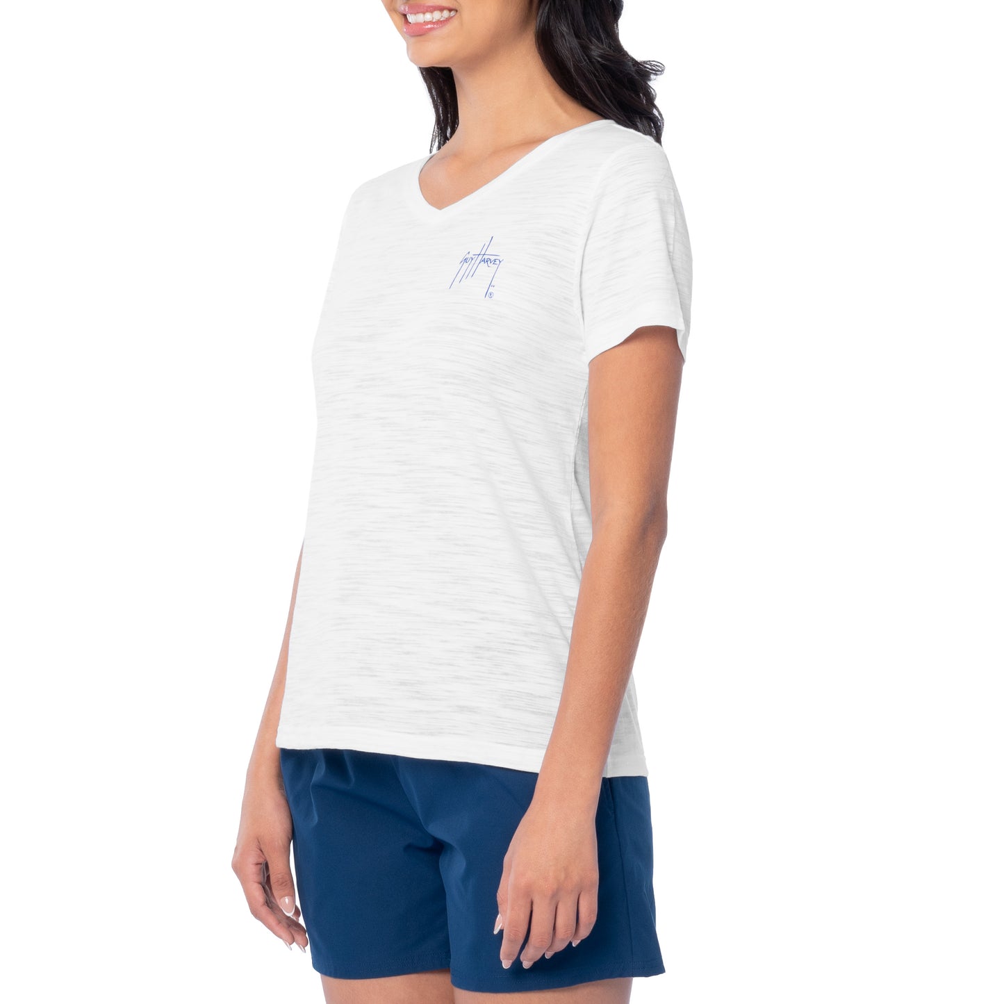 Ladies Palm Tree Flag Relaxed V-Neck Top