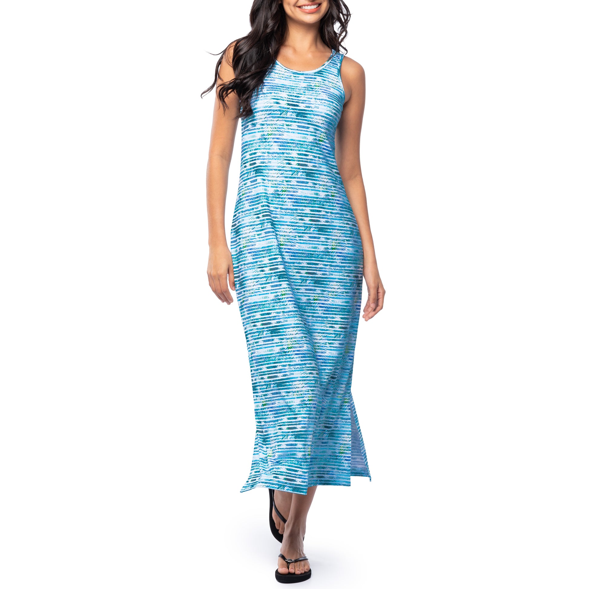 Guy Harvey Women's Palm Stripe Maxi Dress, Small Guy Harvey Women's Palm Stripe Maxi Dress, Small