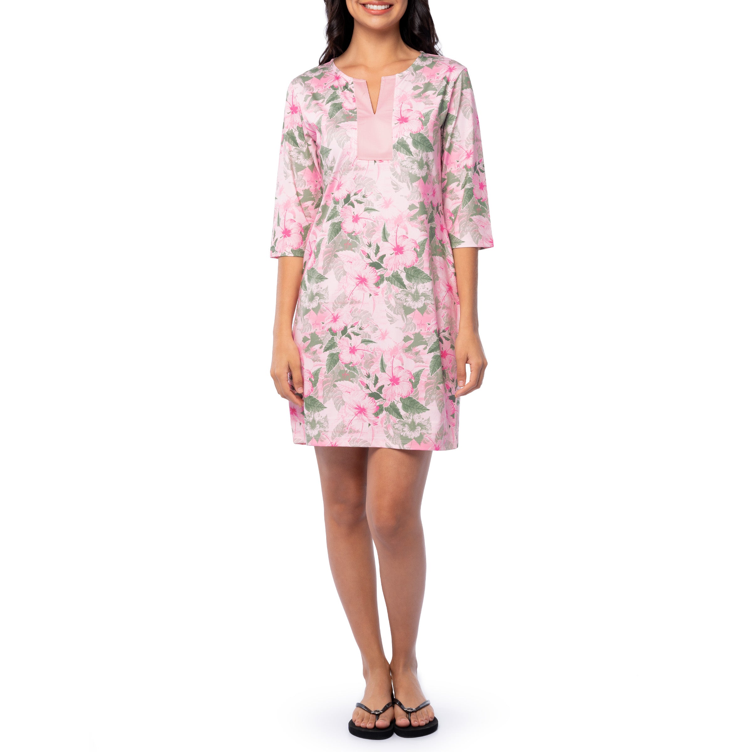 Ladies Hibiscus Key Printed Tunic Dress