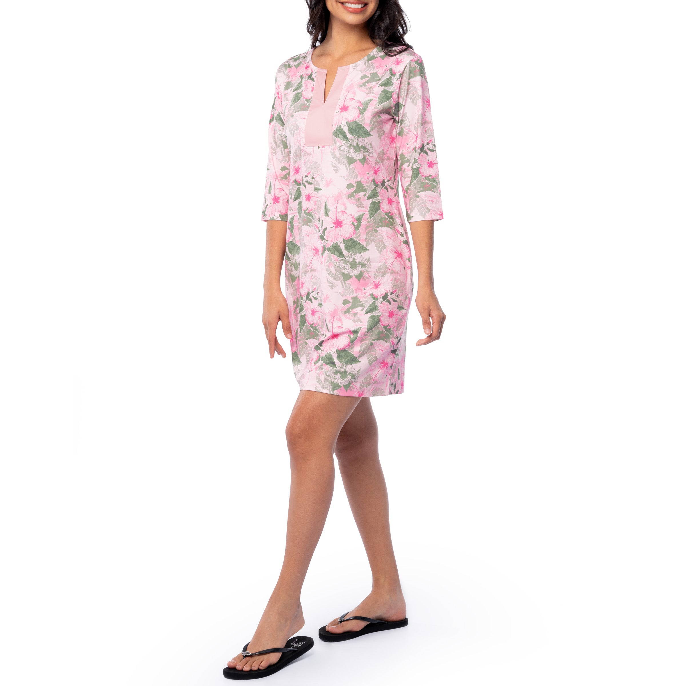 Ladies Hibiscus Key Printed Tunic Dress