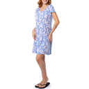 Women's Indigo Printed Scoop Dress