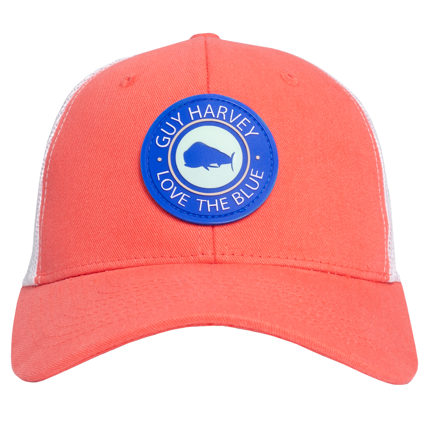 Mahi Blue Rubberized Patch Mesh Trucker Hat