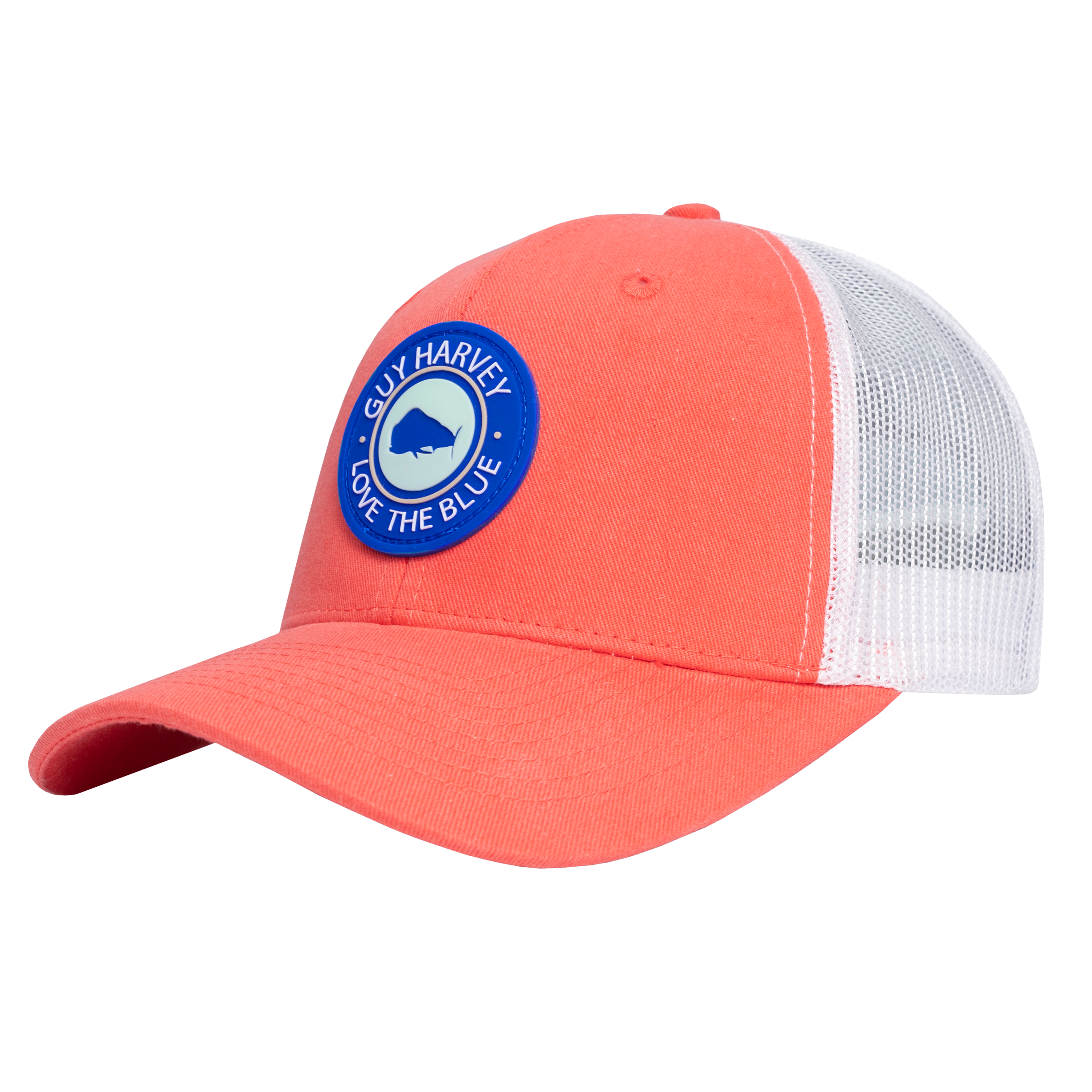 Mahi Blue Rubberized Patch Mesh Trucker Hat