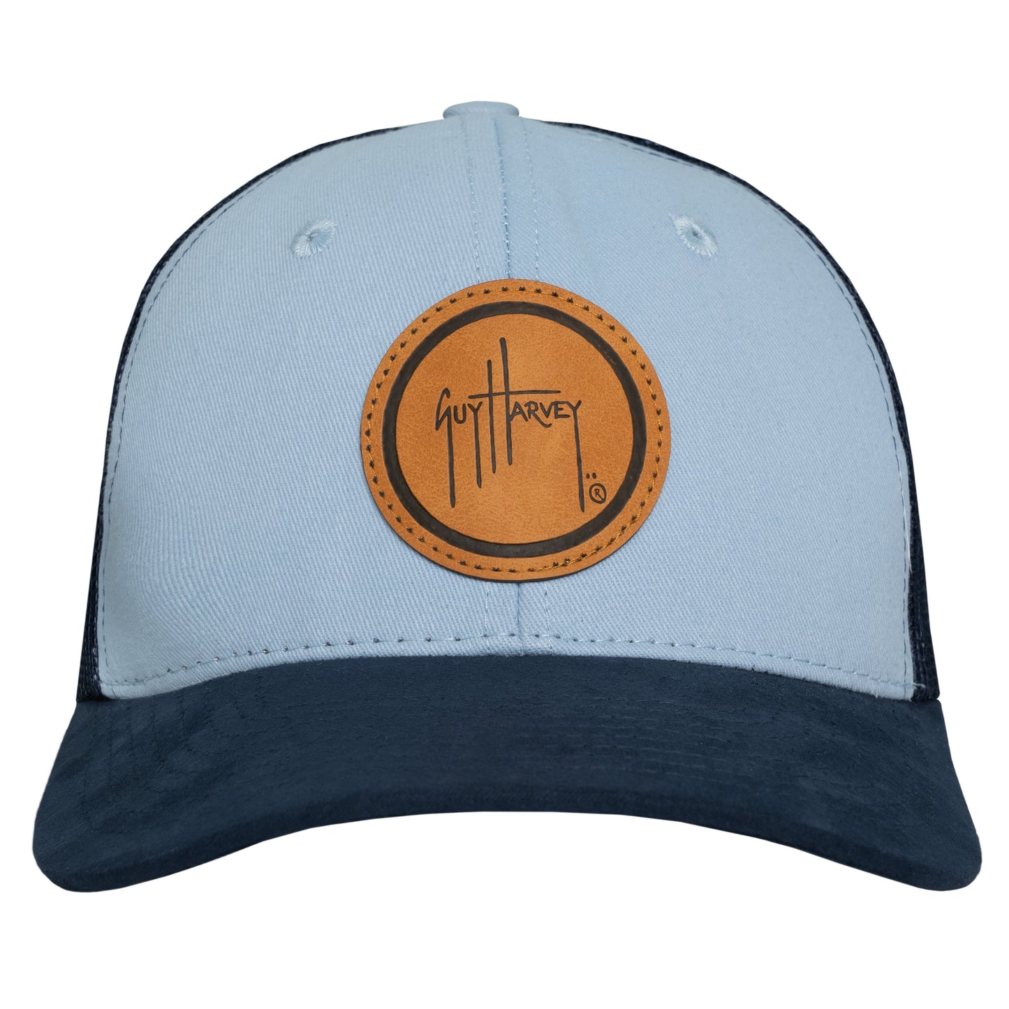 Guy Harvey Leather Patch Woven Mesh Trucker Hat