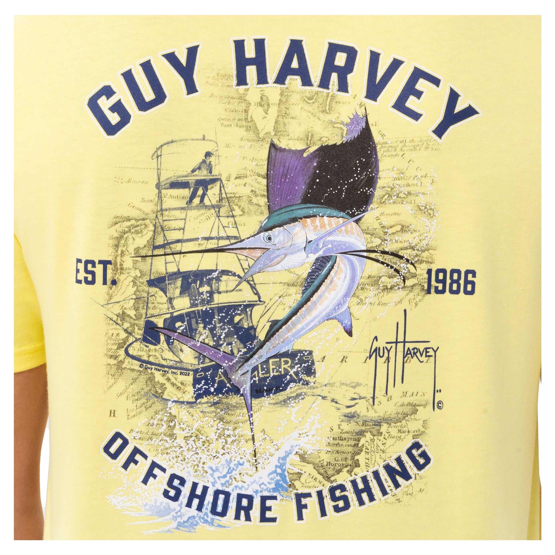 Guy Harvey | Men's Offshore Sail Short Sleeve T-Shirt, Large | 100% Cotton