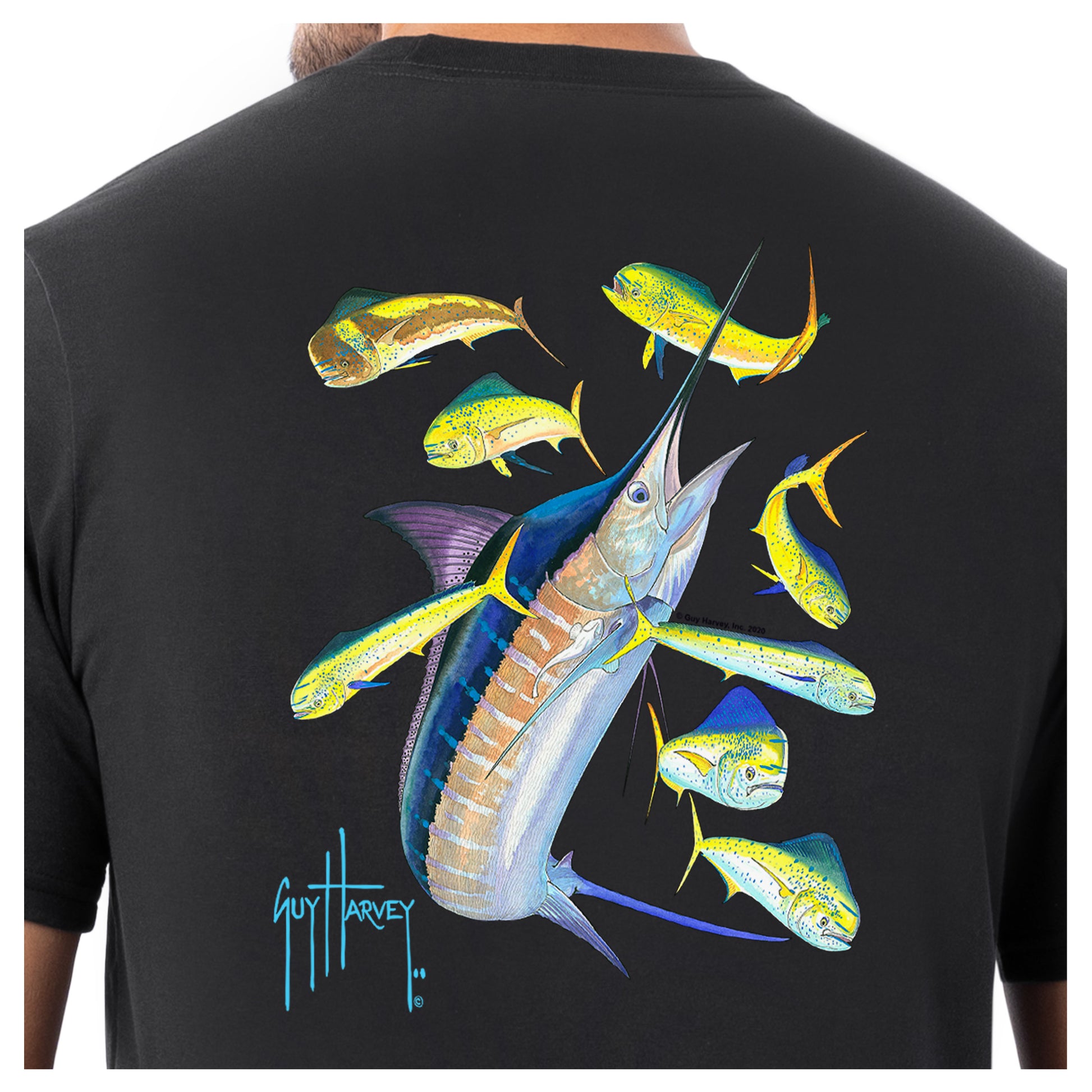 Guy Harvey | Men's Marlin Dorado Short Sleeve Pocket T-Shirt, XL | 100% Cotton