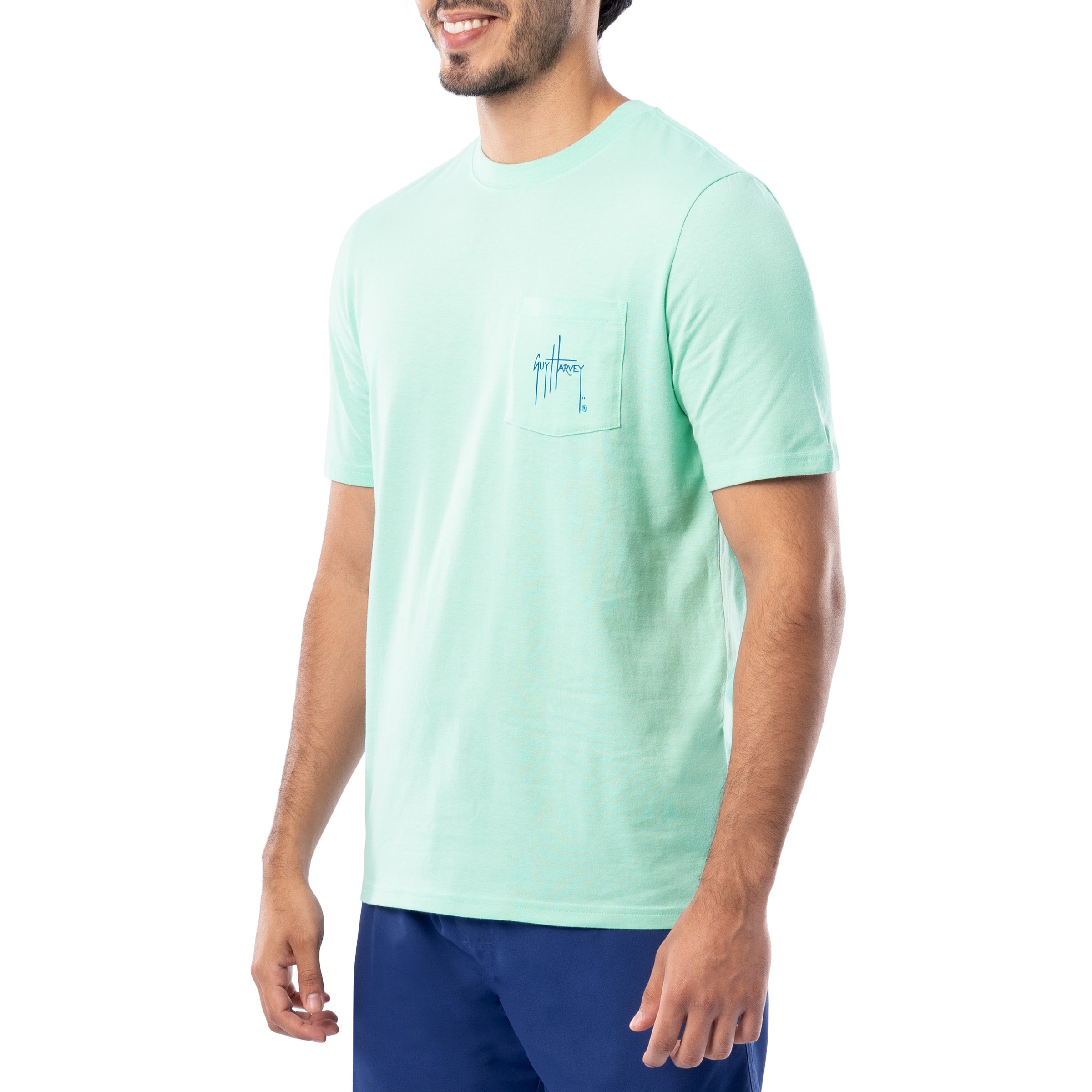 Men's Marlin Stencil Short Sleeve Pocket T-Shirt