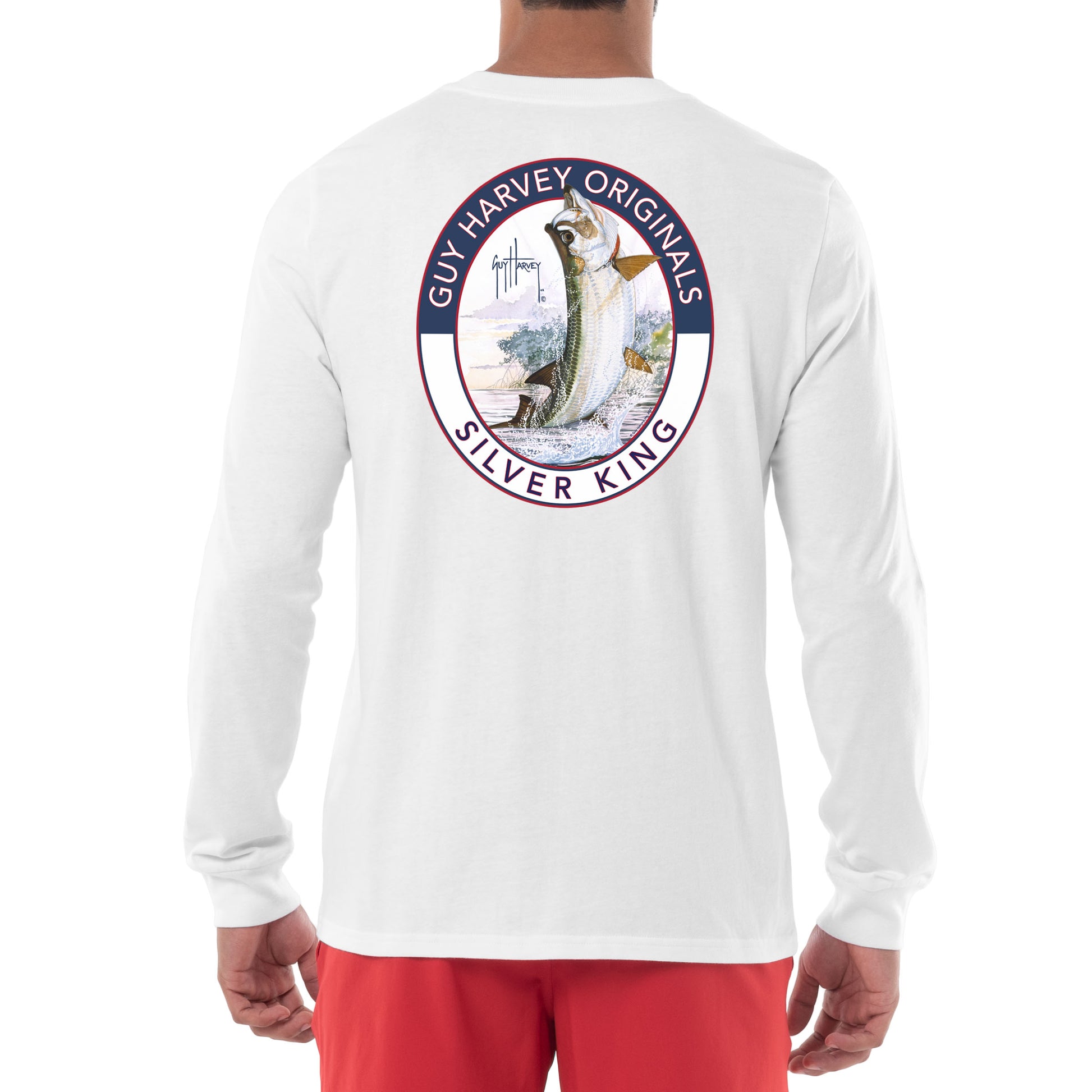 Guy Harvey Men's Offshore Fish Collection Long Sleeve T-shirt - Bright White  3x Large : Target