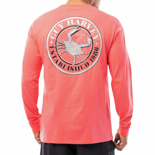 Men's Crabfest Coral Long Sleeve T-Shirt