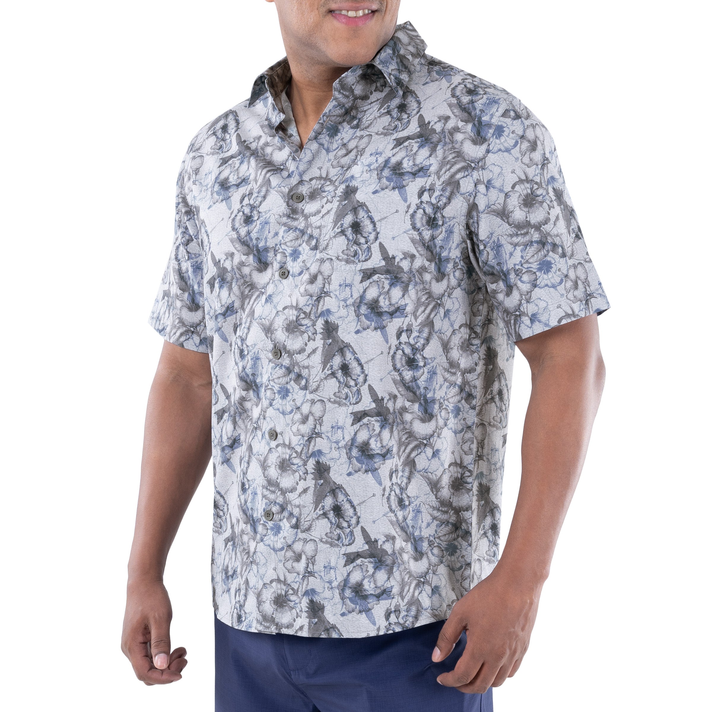 Men's Hibiscus Heather Performance Fishing Shirt View 3