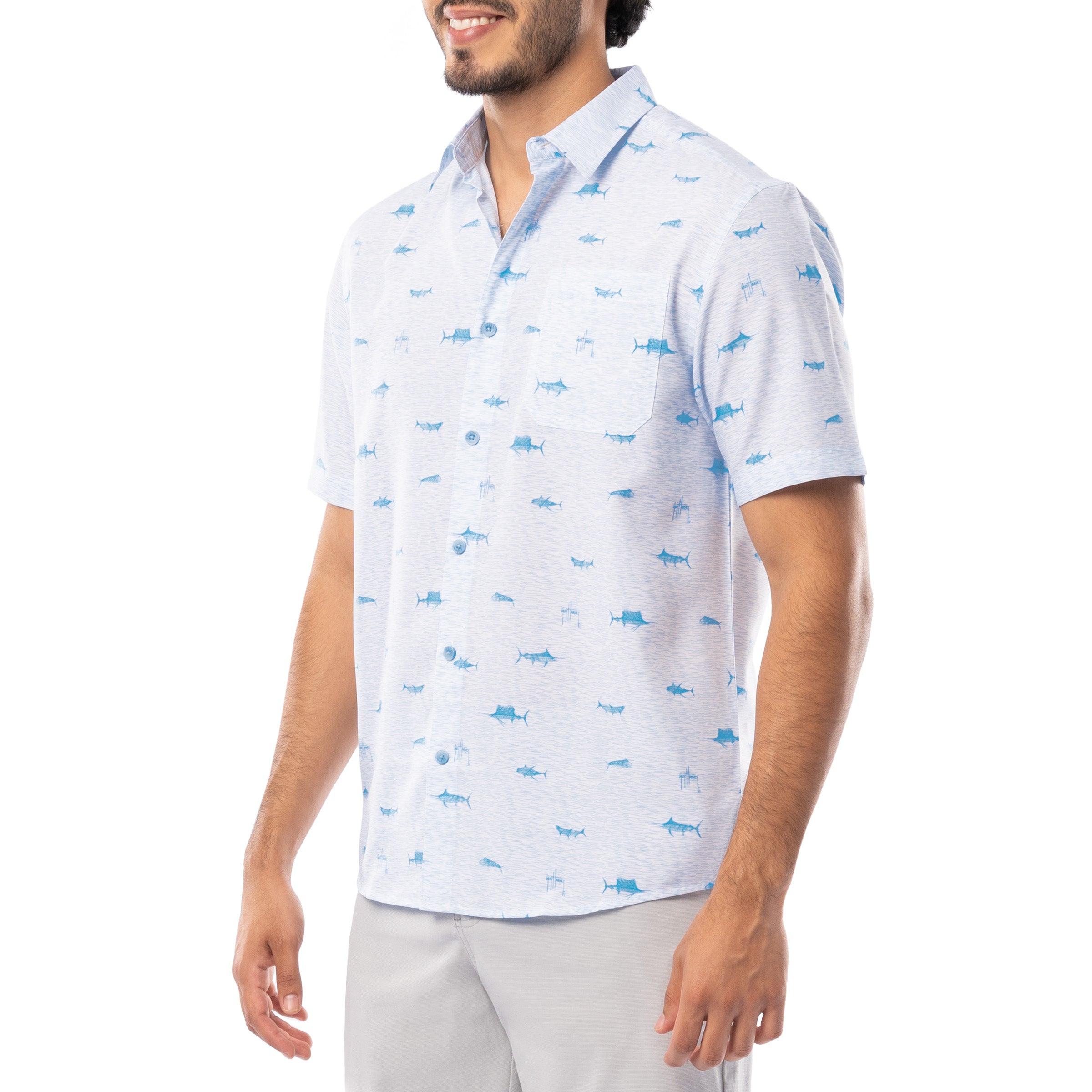 Men's Neat Scribble Performance Fishing Shirt