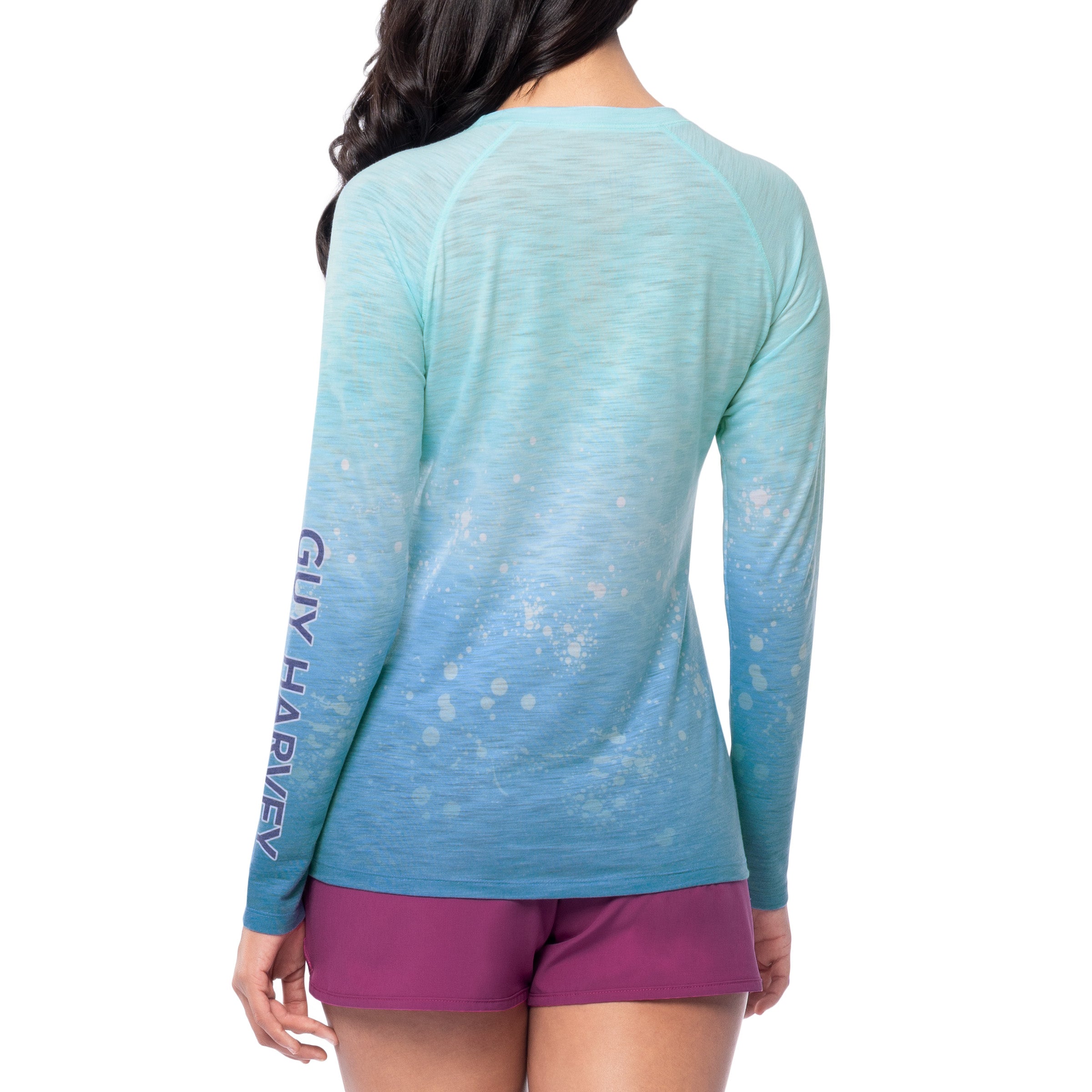 Ladies Aqua Long Sleeve Raglan Slub Shirt