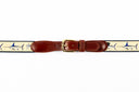 Guy Harvey men's Grand Slam leather tab belt with tan needlepoint marlin design and brass buckle.