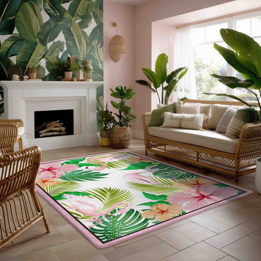 Flamingo Floral Area Rug