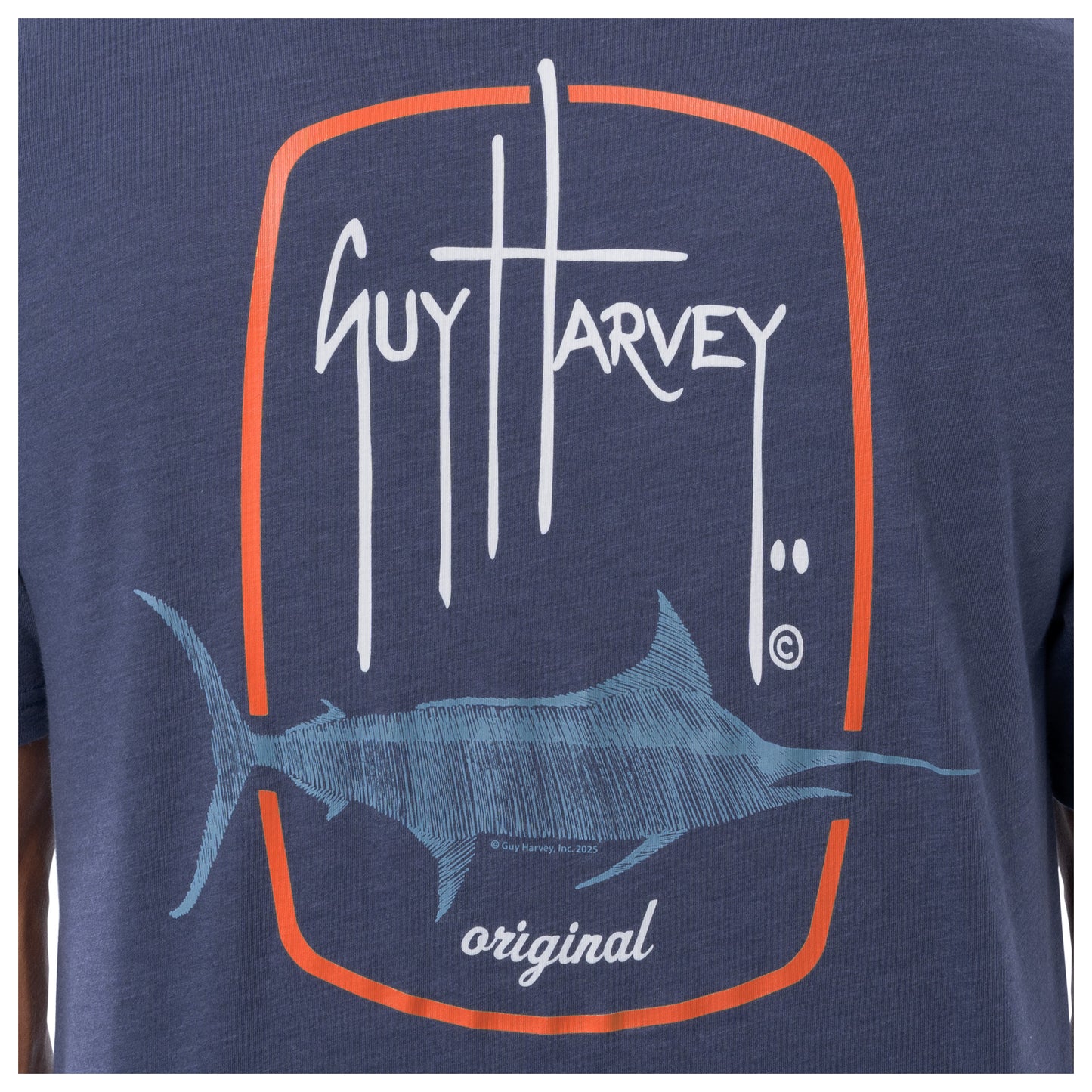 Navy blue t-shirt with Guy Harvey logo and fish design
