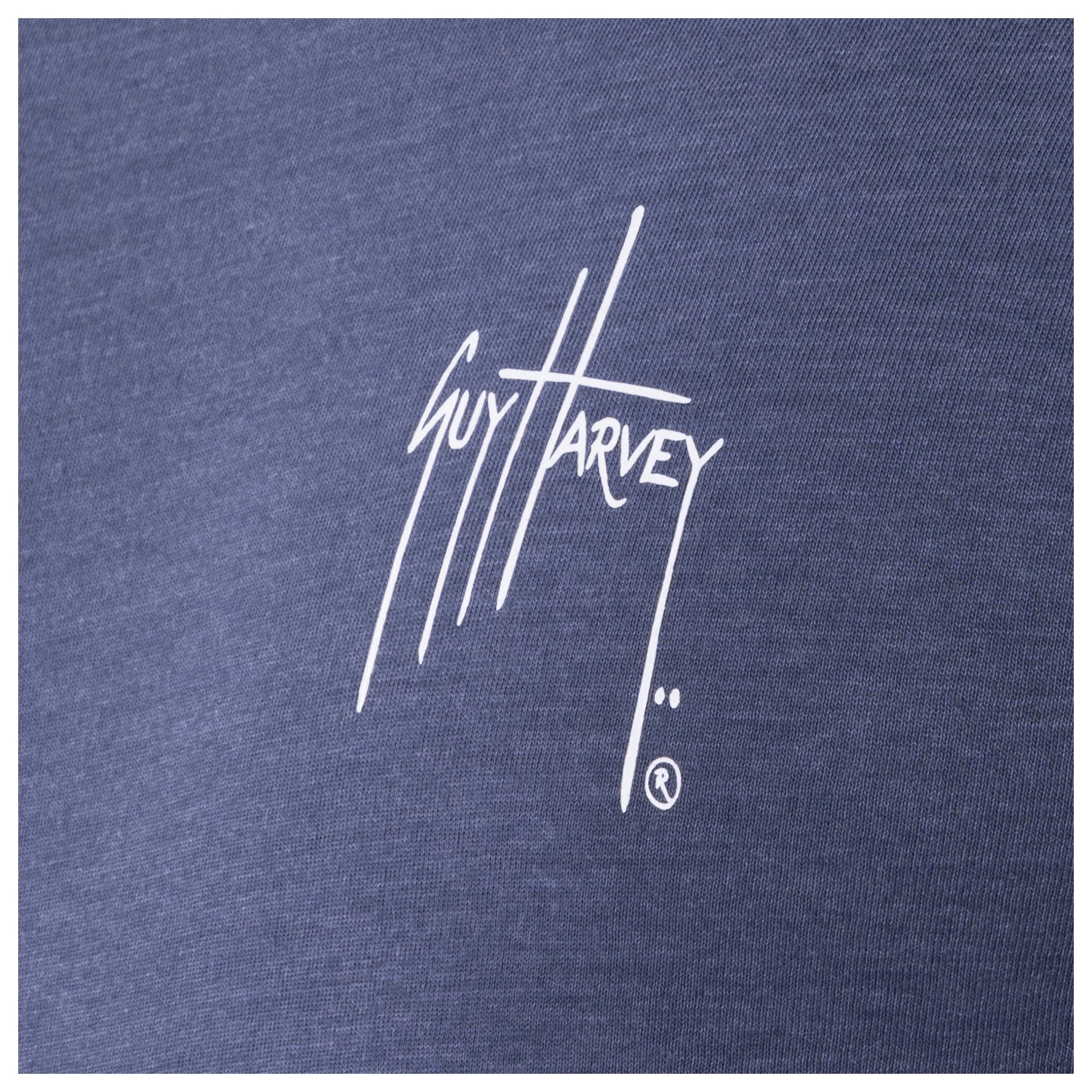 Guy Harvey logo on a blue background