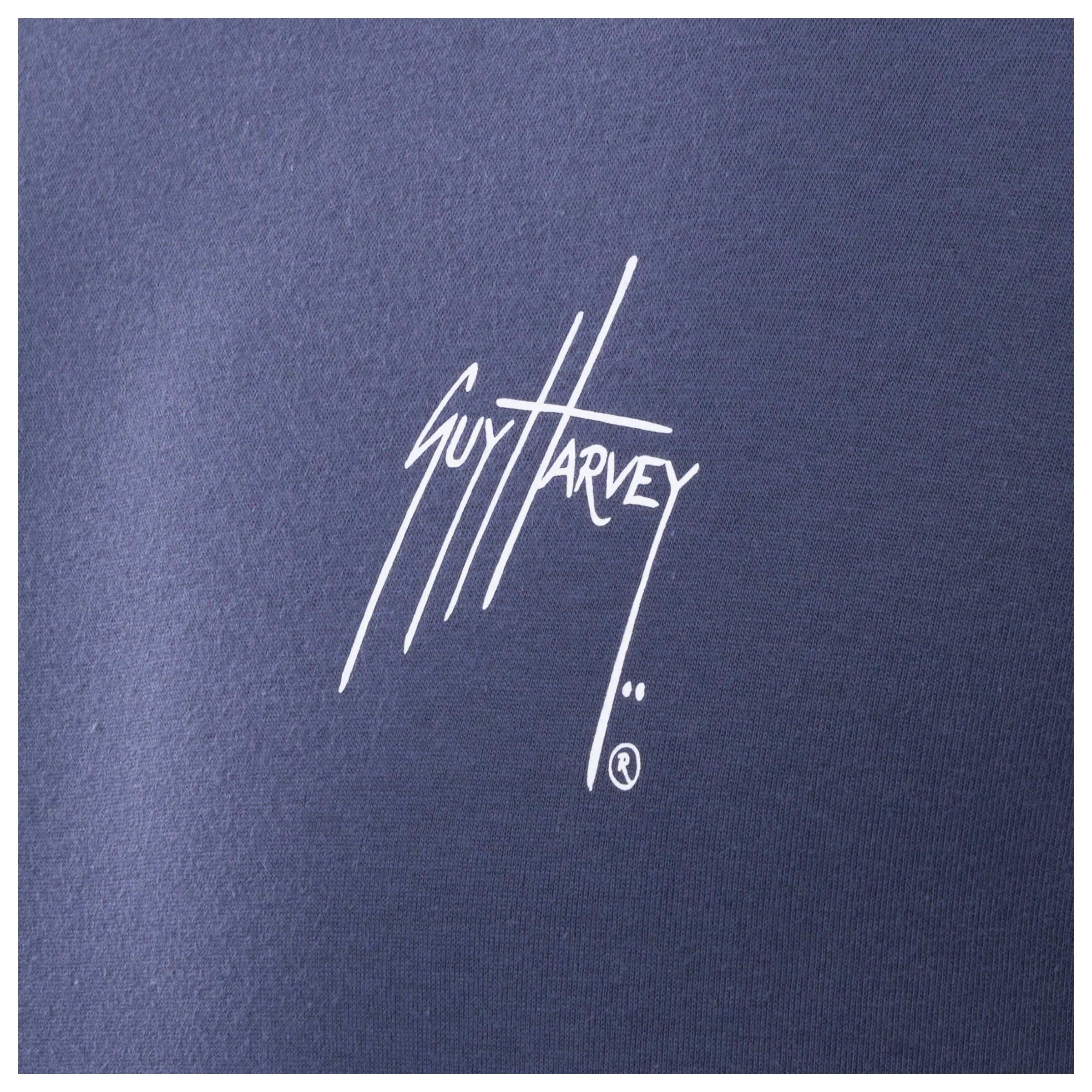 Guy Harvey logo on a blue background