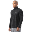 Guy Harvey men’s black fleece quarter zip pullover side view highlighting modern fit and soft stretch fabric