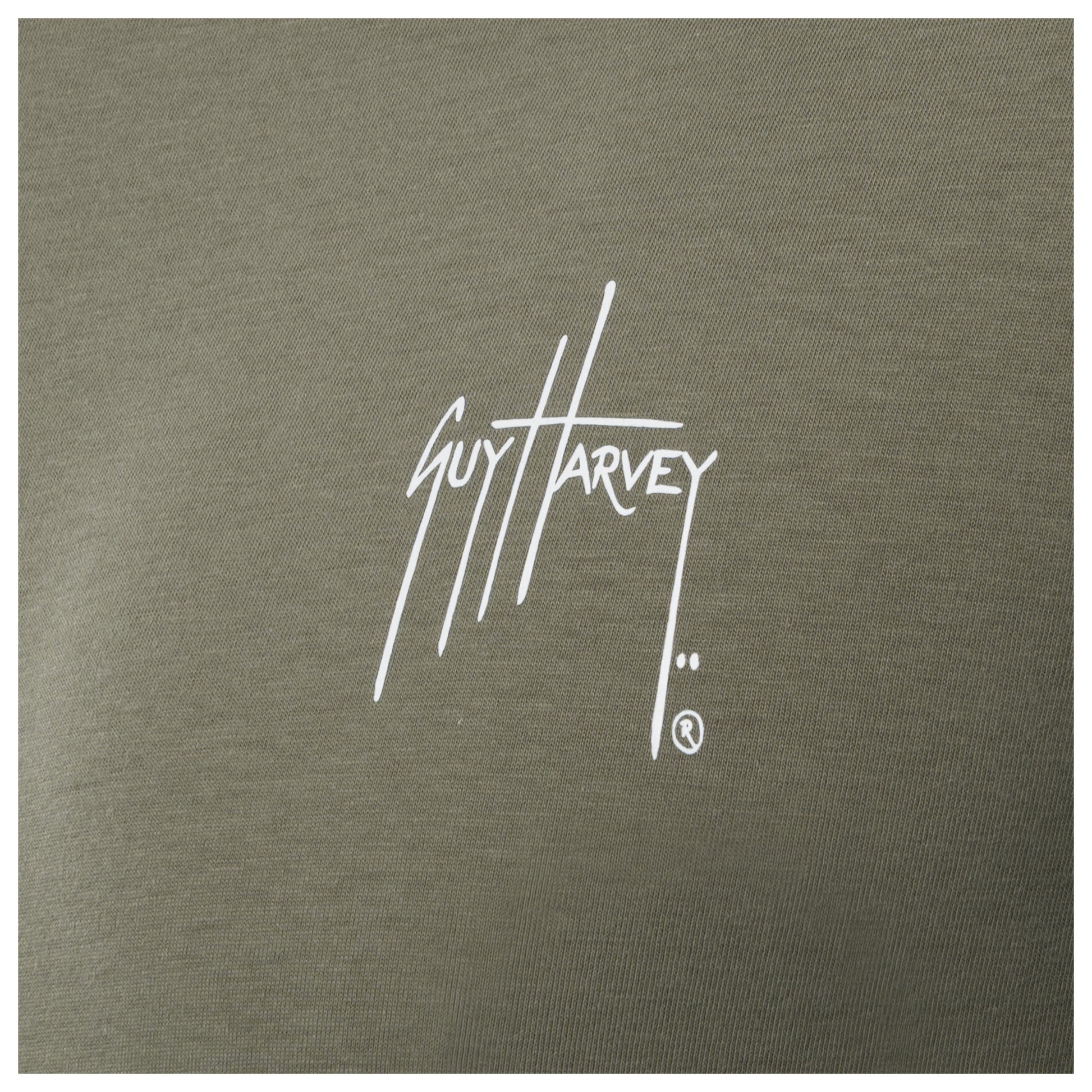 Green fabric with white 'Guy Harvey' logo