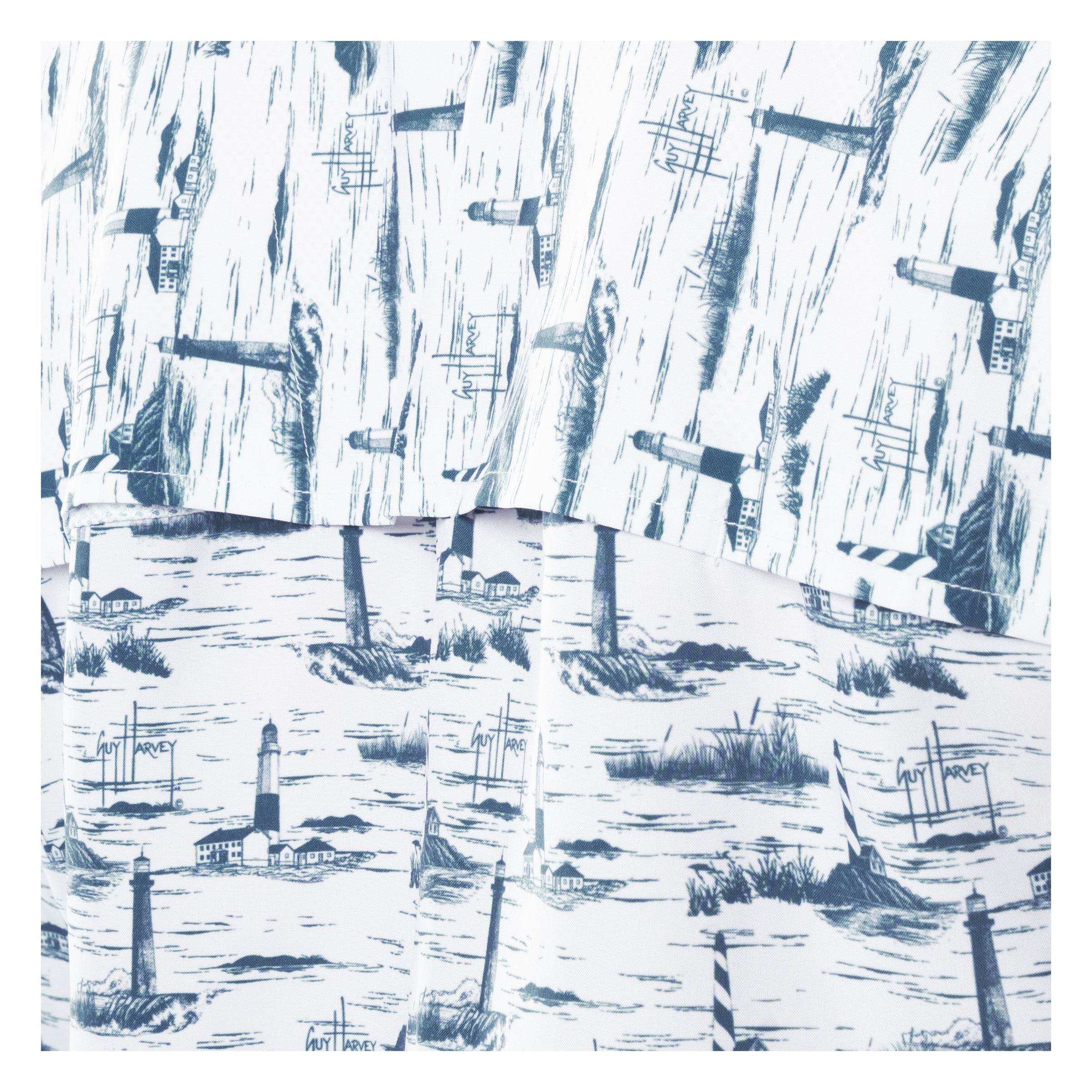 Ventilated back of the shirt with the same lighthouse pattern