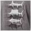 Gray washed t-shirt with black and white billfish graphic and Guy Harvey logo