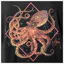 Black t-shirt with a detailed octopus design and 'Guy Harvey' signature.