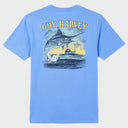 Blue Guy Harvey t-shirt with a marlin graphic on the back.