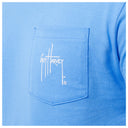 Blue shirt with Guy Harvey logo on the chest pocket