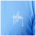 Blue fabric with Guy Harvey logo in white