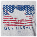 Gray t-shirt with Guy Harvey logo featuring an American flag design.