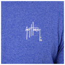 Blue fabric with Guy Harvey logo on it