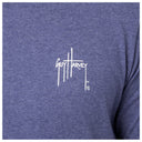 Blue t-shirt with Guy Harvey logo on a white background