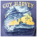 Navy blue t-shirt with Guy Harvey marlin graphic and branding
