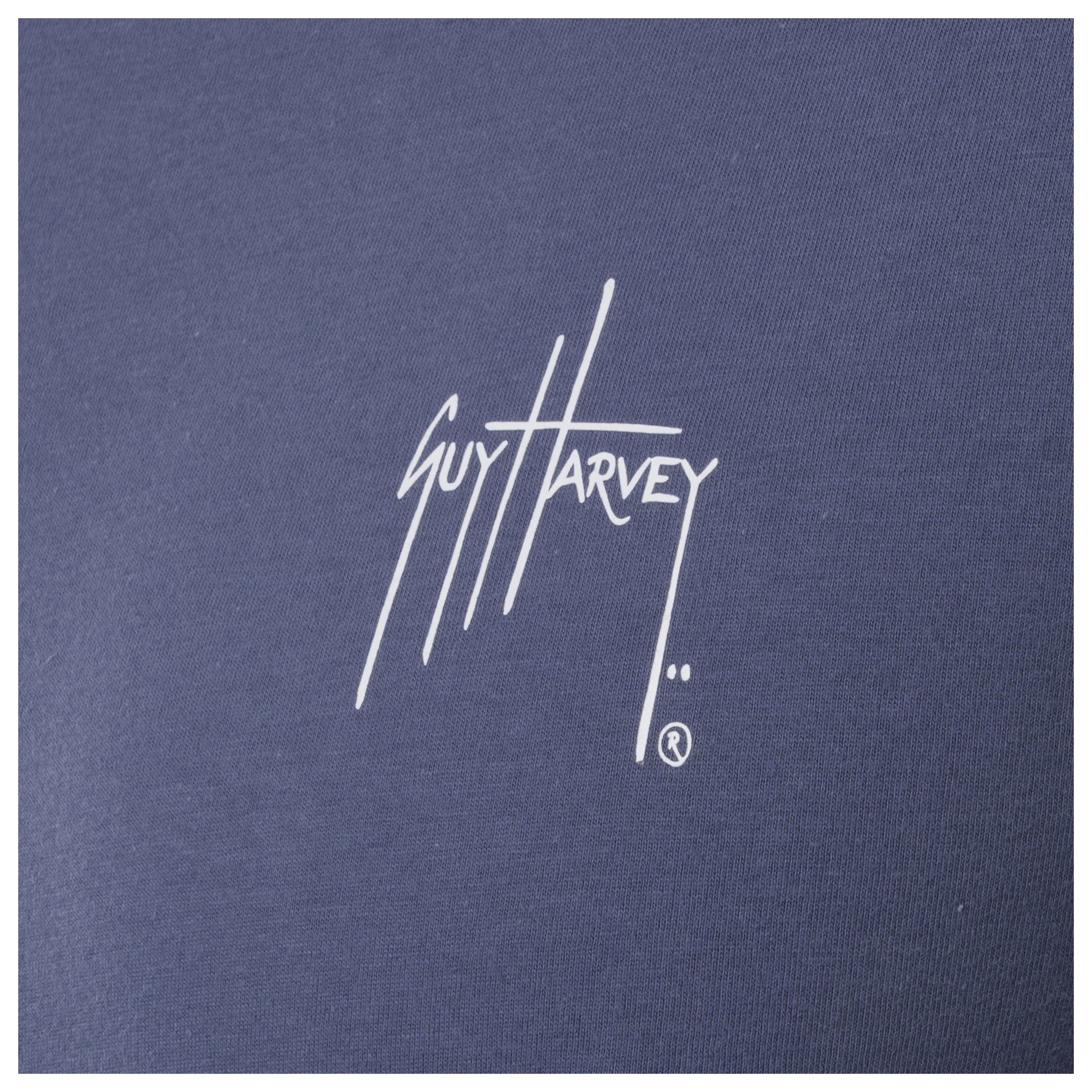 Guy Harvey logo on a blue background